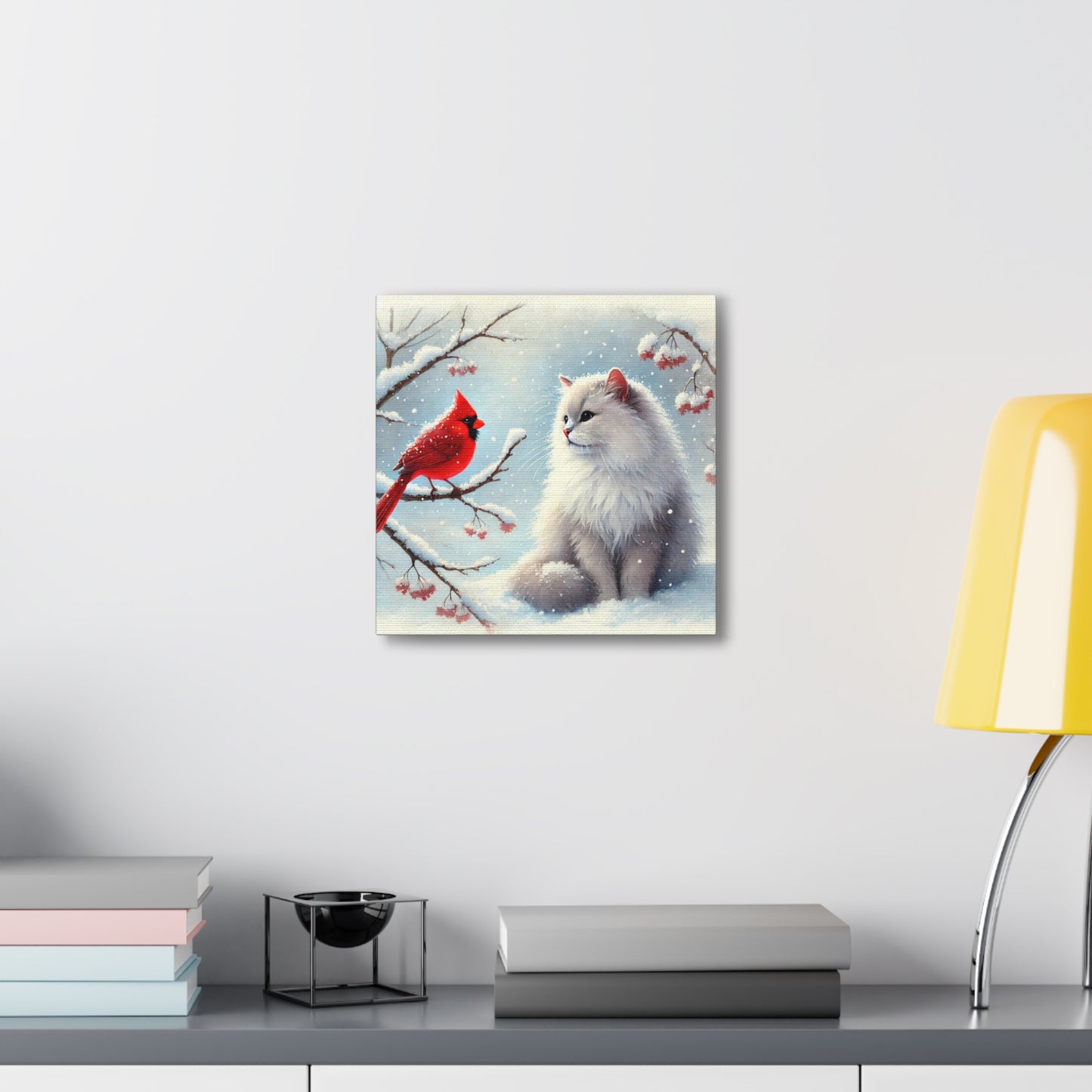 Winter Cardinal - Cat Lover - Holiday Decor - Canvas Gallery Wraps   