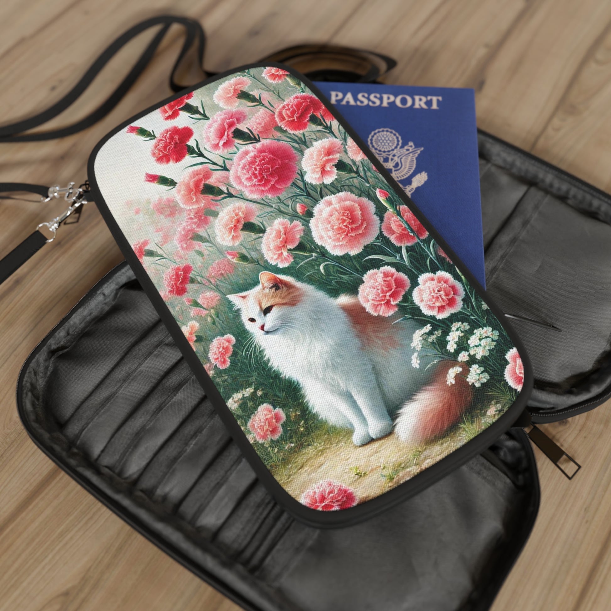 January Birth Flower - Cat Lover - Passport Wallet - Travel Gift   