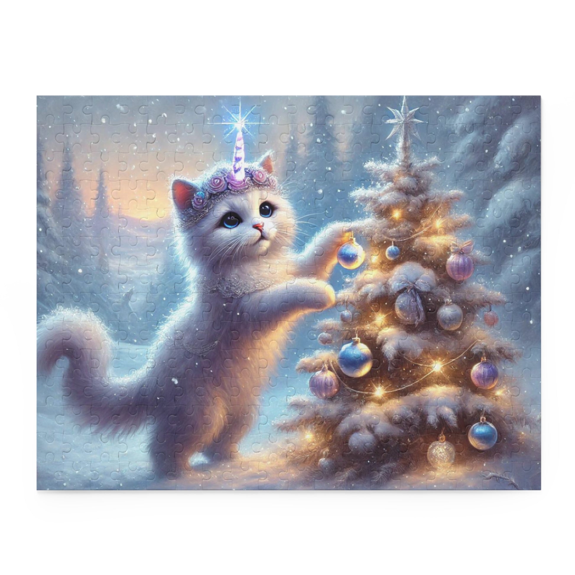 Winter Magic Caticorn Puzzle - Cat Unicorn Gift 120, 252, or 500 -piece options   