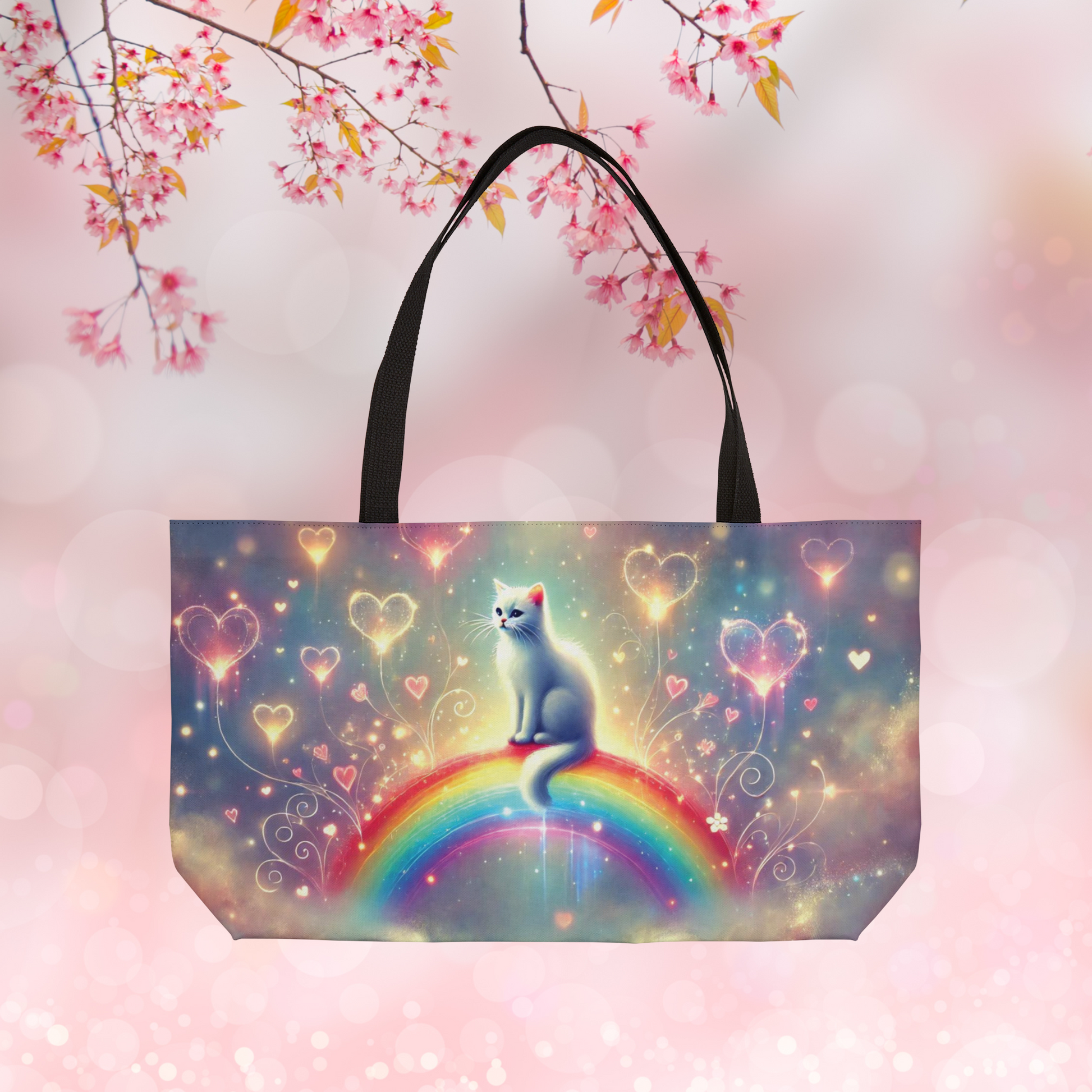 Rainbow Heart - Cat Lover - Weekender Tote Bag   