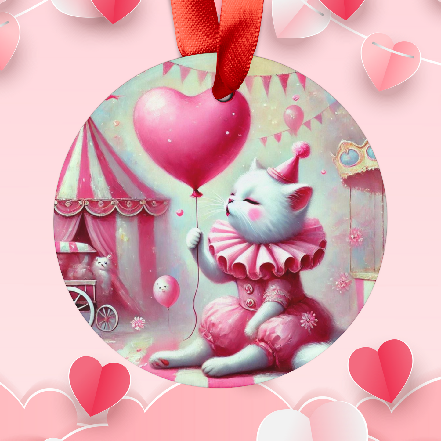 Cat Hugs - Cosmic Acrylic Ornament with Ribbon   