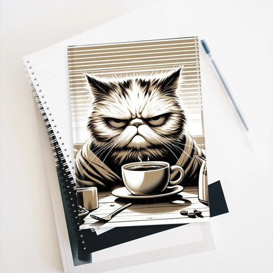 Grumpy Morning Cat Journal - Cat Lover - Blank - Hard Cover Notebook - Montecore PawPrints