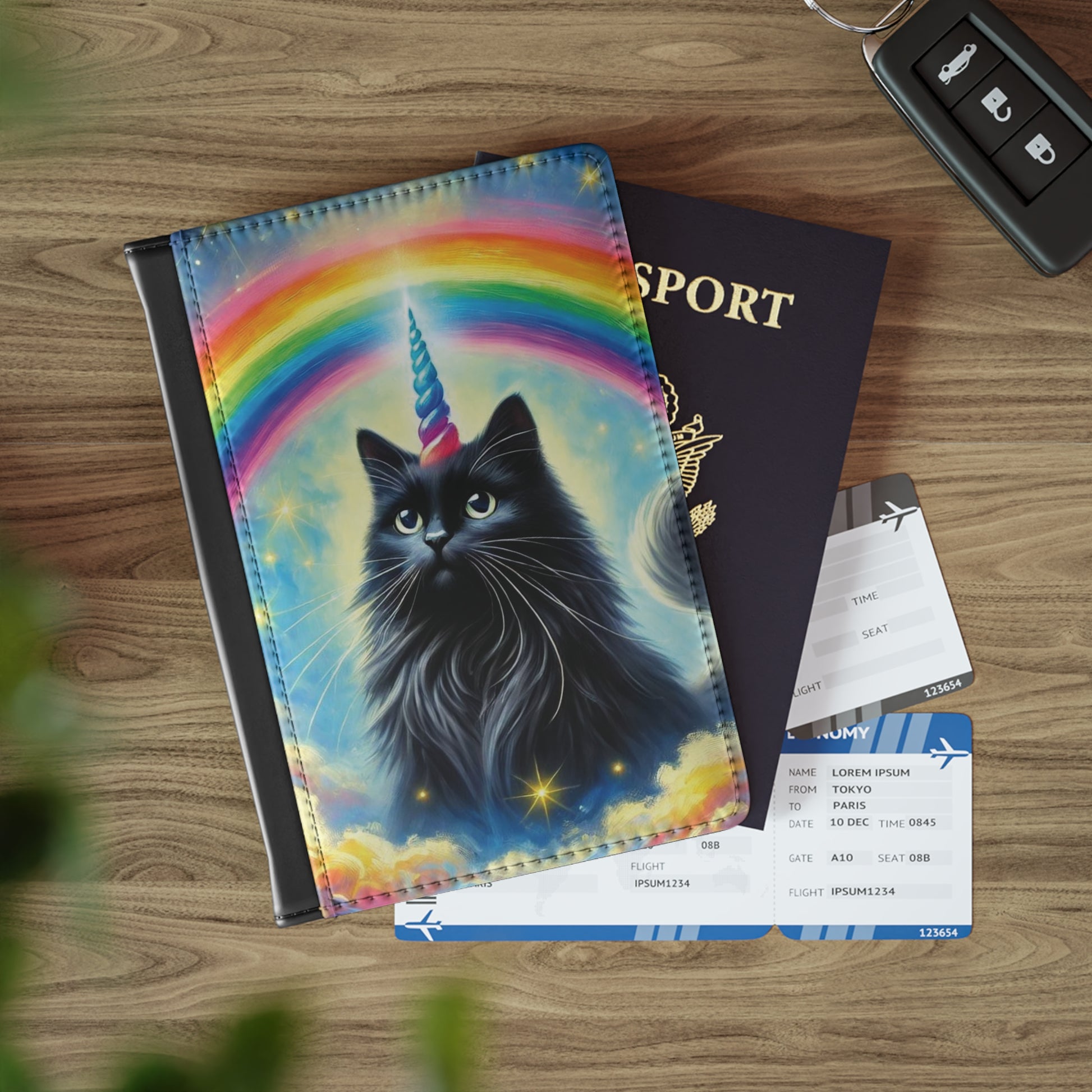 Caticorn in the Clouds- Cat Unicorn Rainbows - Passport Cover   