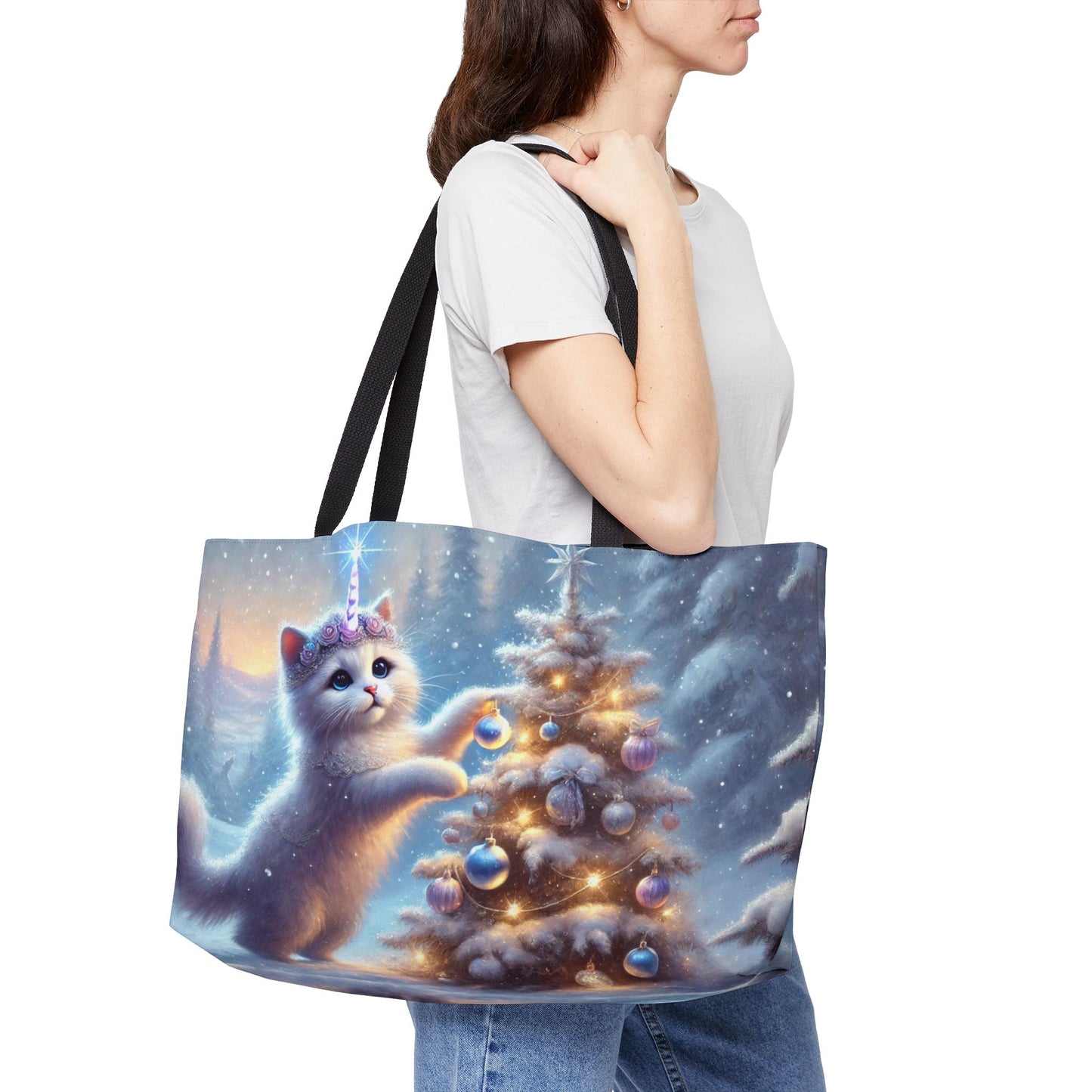 Caticorn Winter Magic - Cat Unicorn Lover  - Weekender Tote Bag   