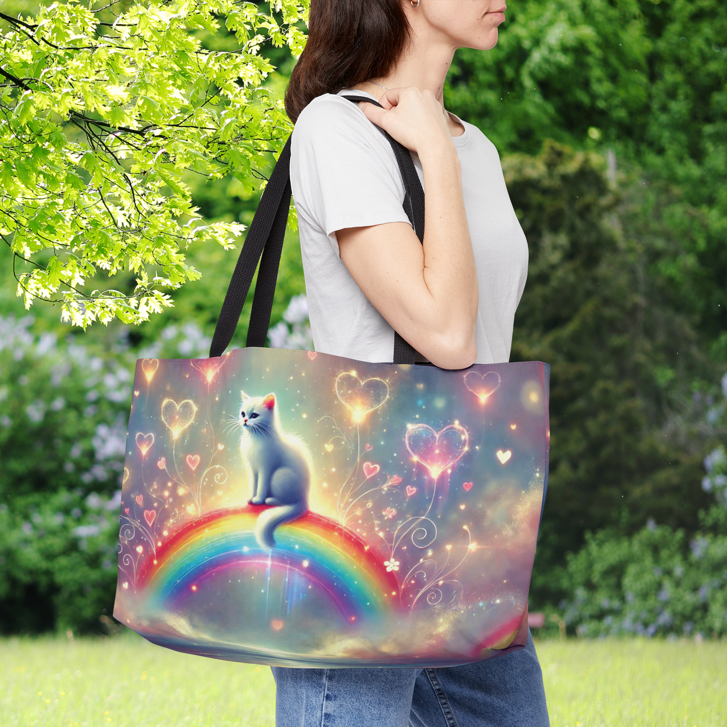 Rainbow Heart - Cat Lover - Weekender Tote Bag   