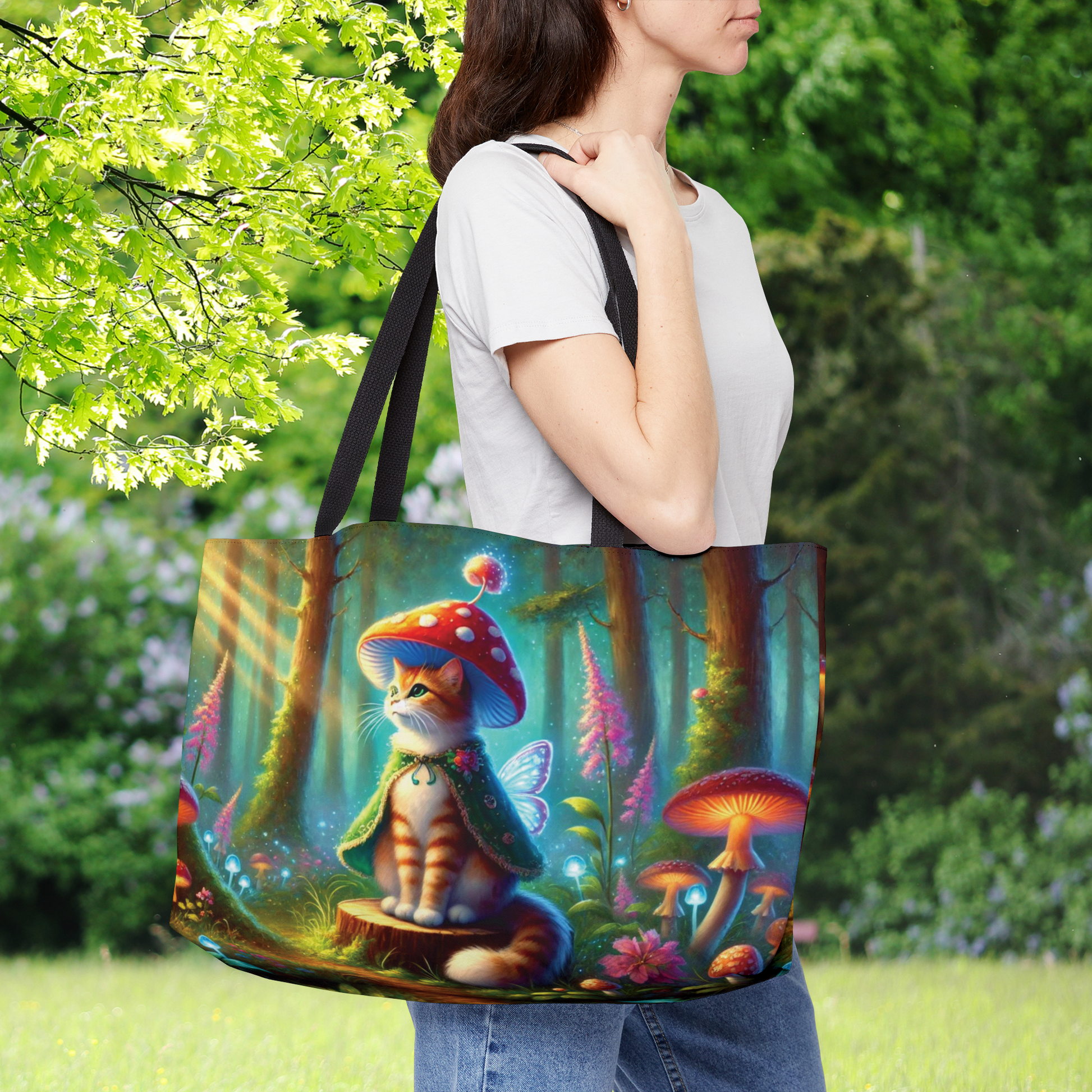 Mushroom Magic - Orange Cat Fairy - Weekender Tote Bag   