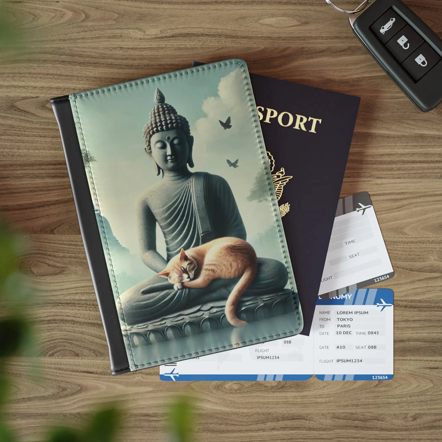 Cat Naps with Buddha - Cat Lover - Passport Cover   