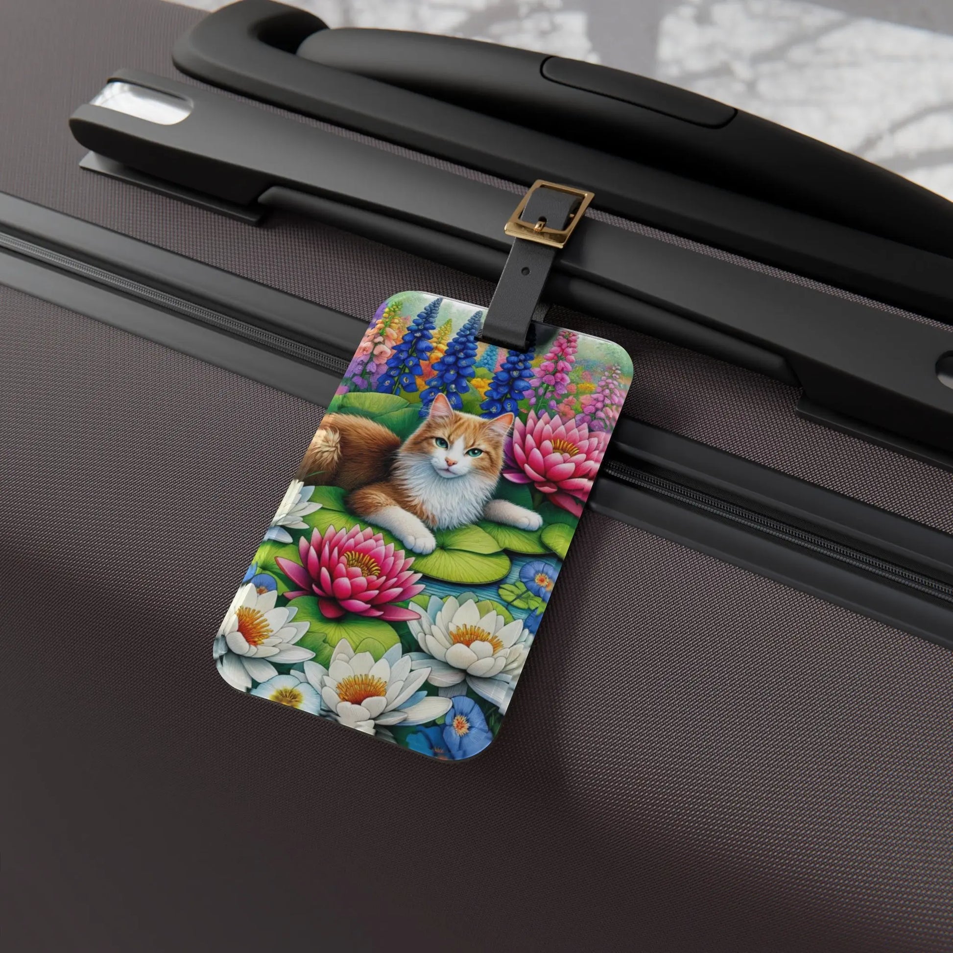 July Birth Flower - Water Lilies and Gladiolus - Luggage Tag - Montecore PawPrints