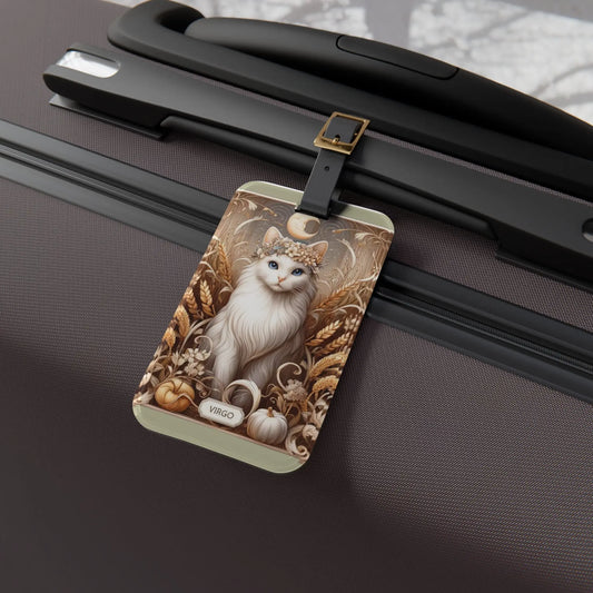 Virgo - White Cat Moon - Luggage Tag   