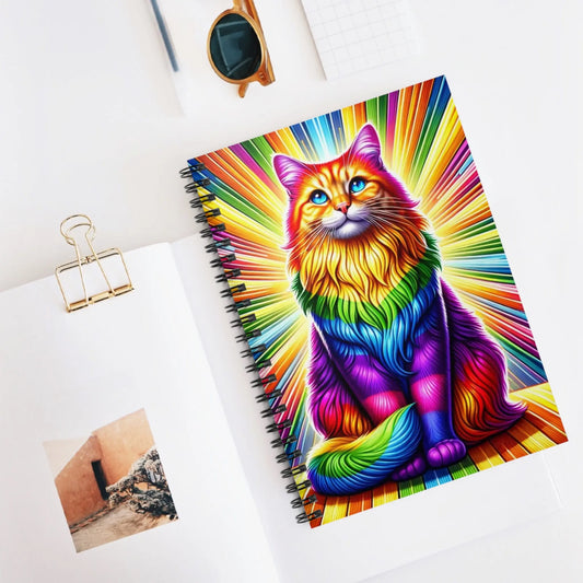 Rainbow Fluffy Cat- Spiral Notebook - Ruled Line - Montecore PawPrints