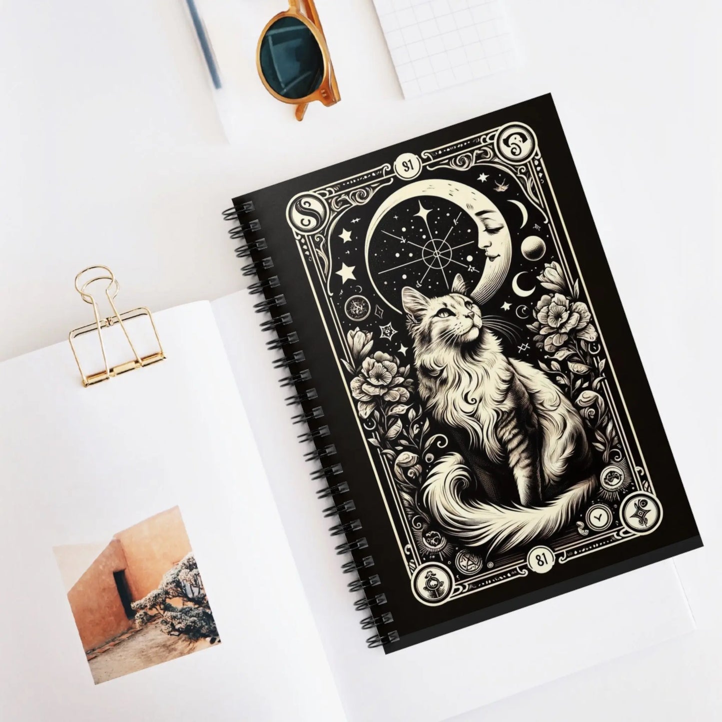 Cat Moon Tarot - Spiral Notebook - Ruled Line   