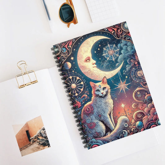 Orange Cat Tarot Moon Magic - Spiral Notebook - Ruled Line   