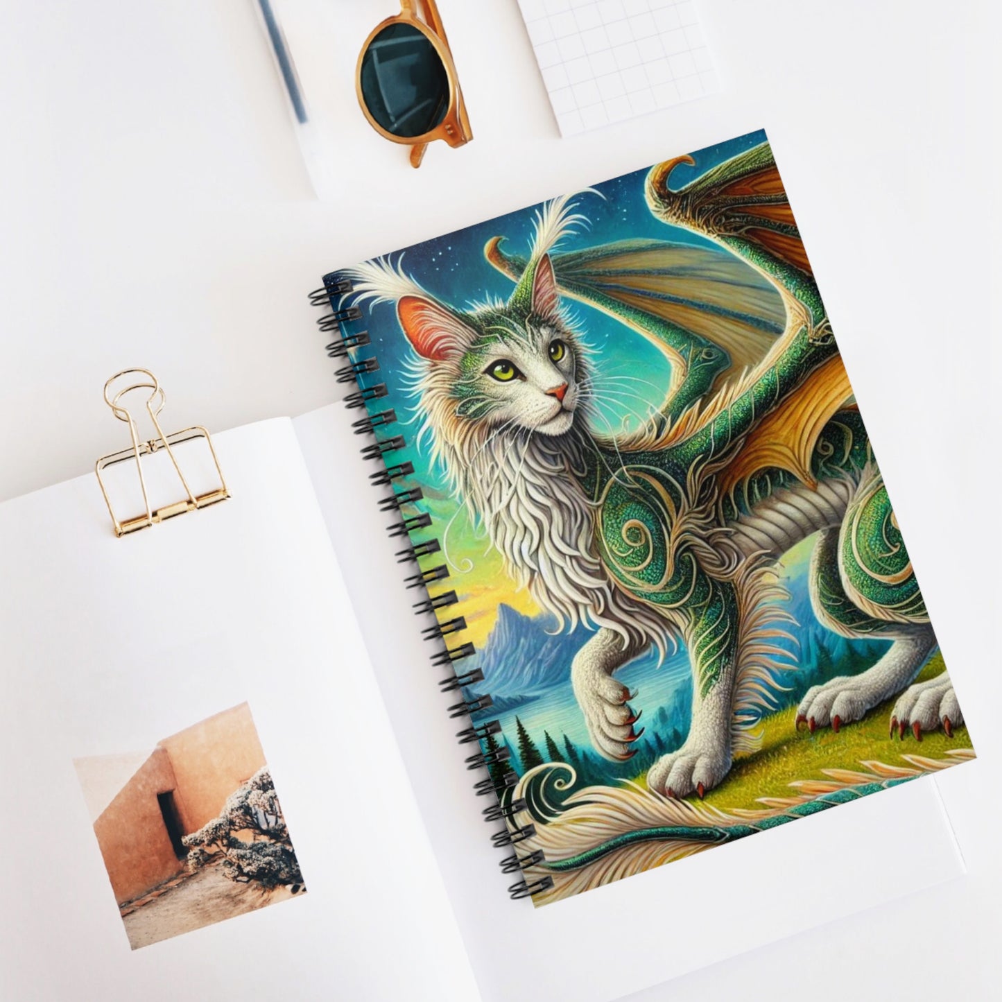 Magical Cragon - Cat Dragon - Spiral Notebook - Ruled Line   