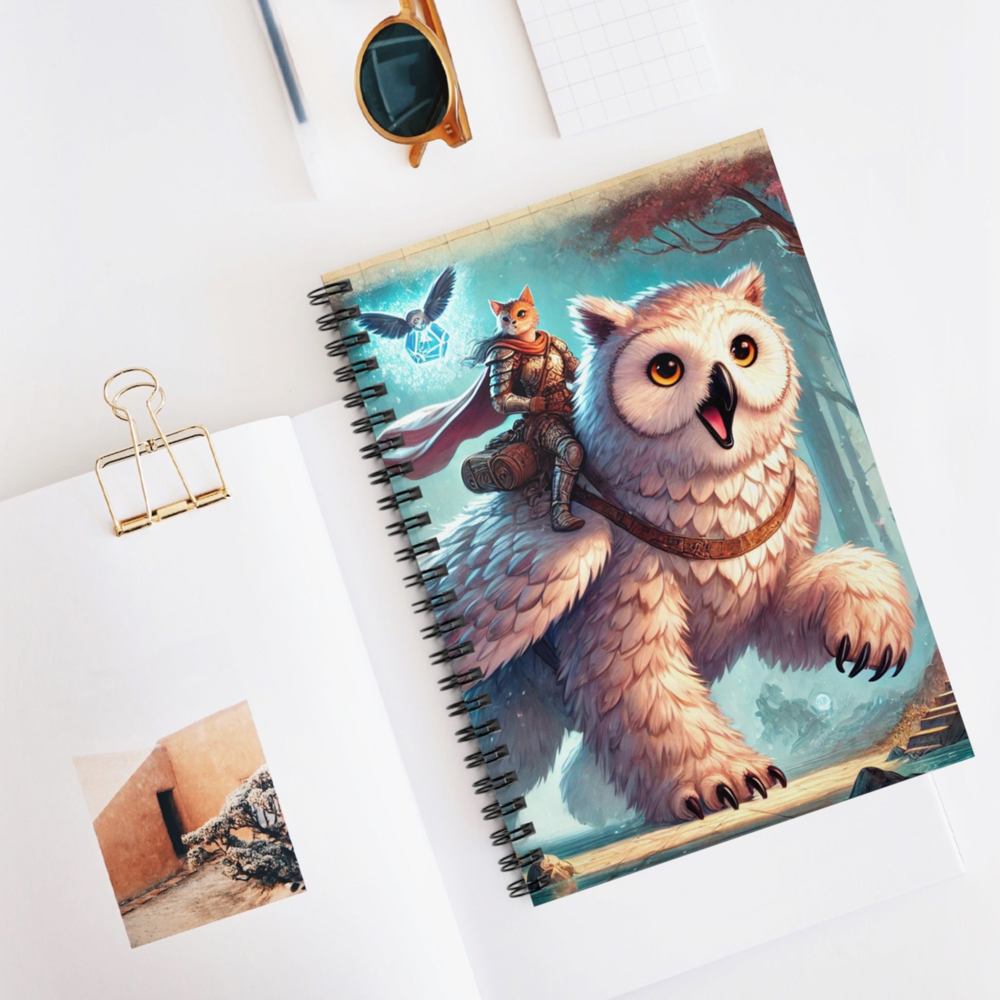 Bear Owl - Cat Rider - Dungeons and Dragons - Spiral Notebook - Ruled Line   