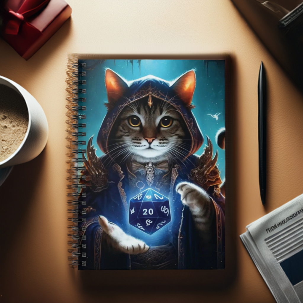 Dungeons and Dragons - Cat Sorcerer - Spiral Notebook - Ruled Line   