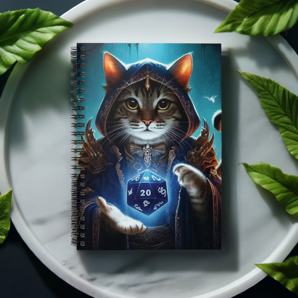 Dungeons and Dragons - Cat Sorcerer - Spiral Notebook - Ruled Line   