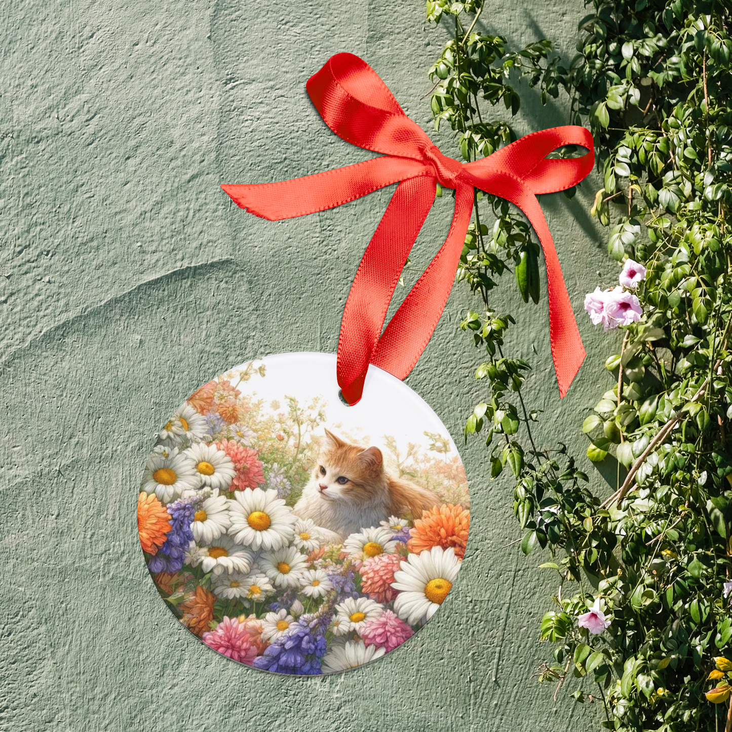 April Birth Flower - Cat Lover - Ornament   