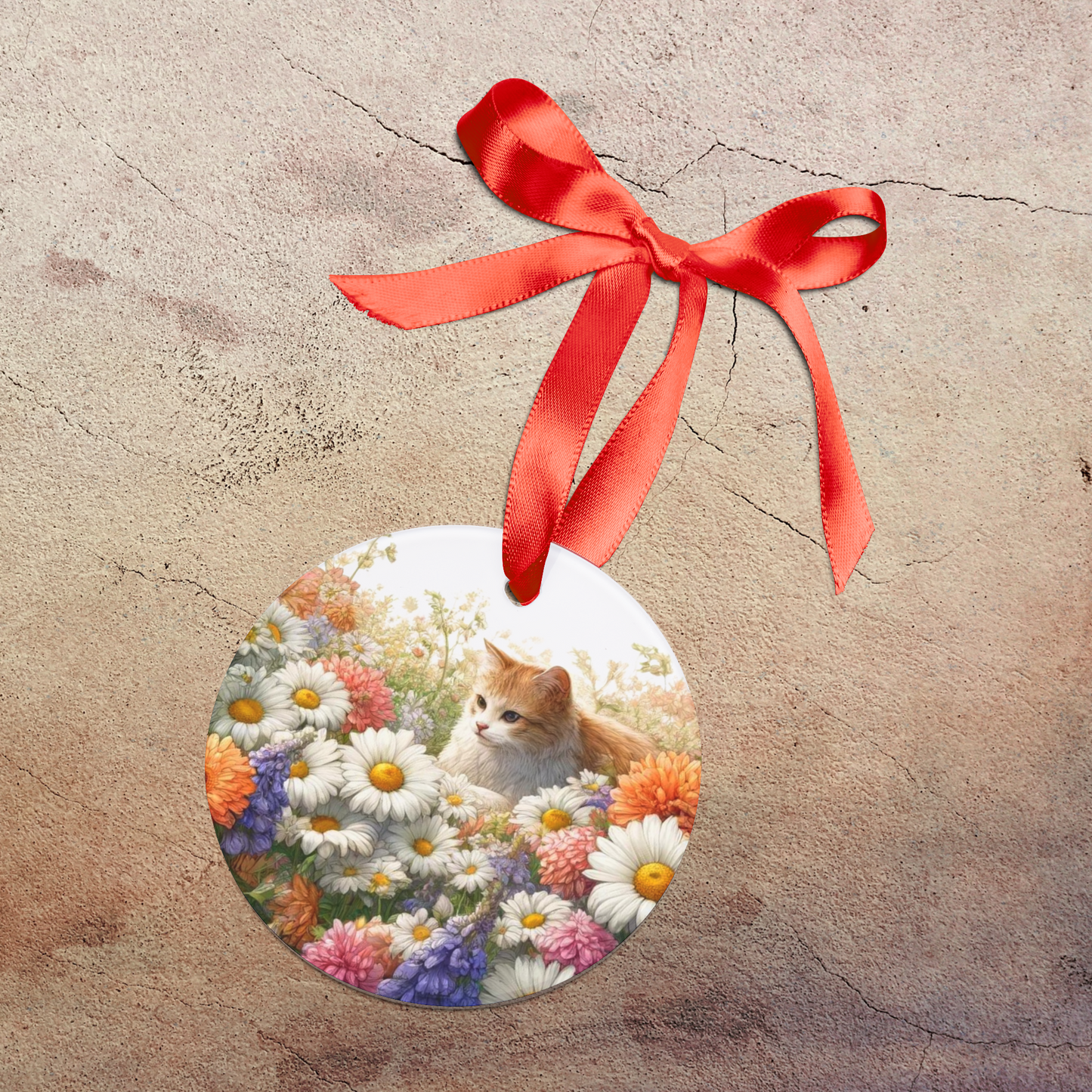 April Birth Flower - Cat Lover - Ornament   