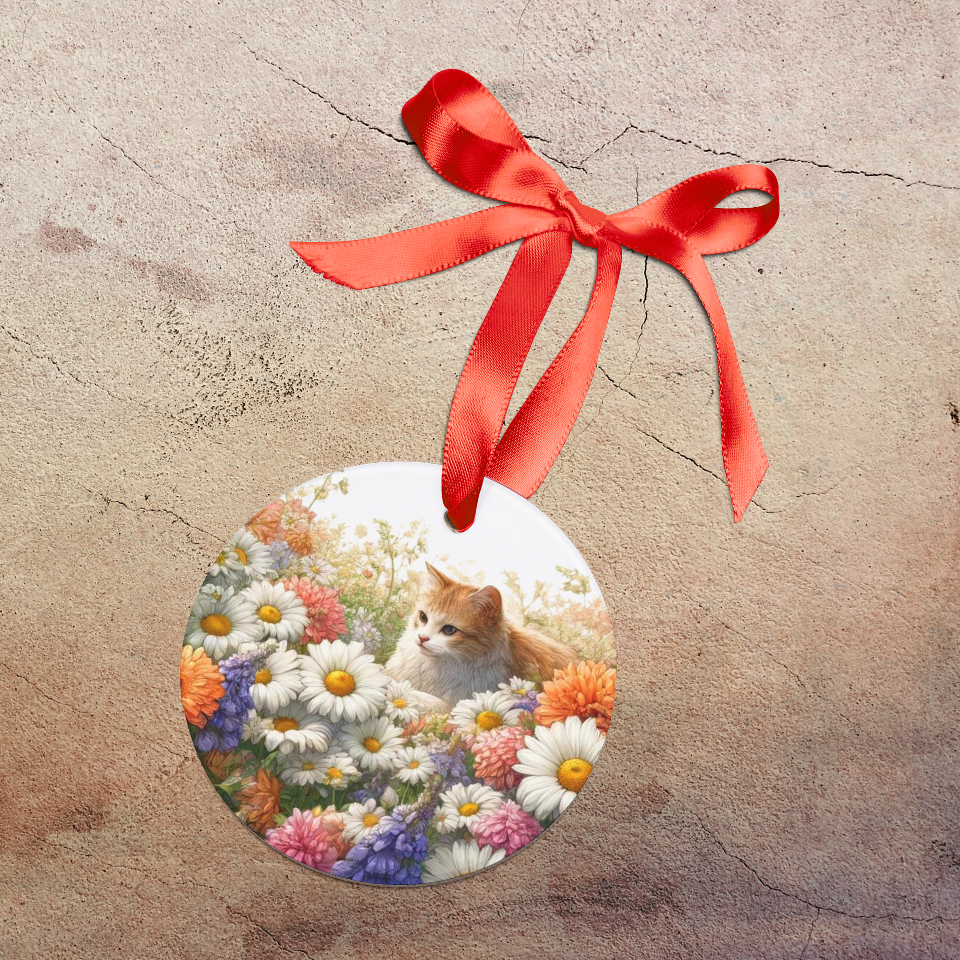 April Birth Flower - Cat Lover - Ornament   