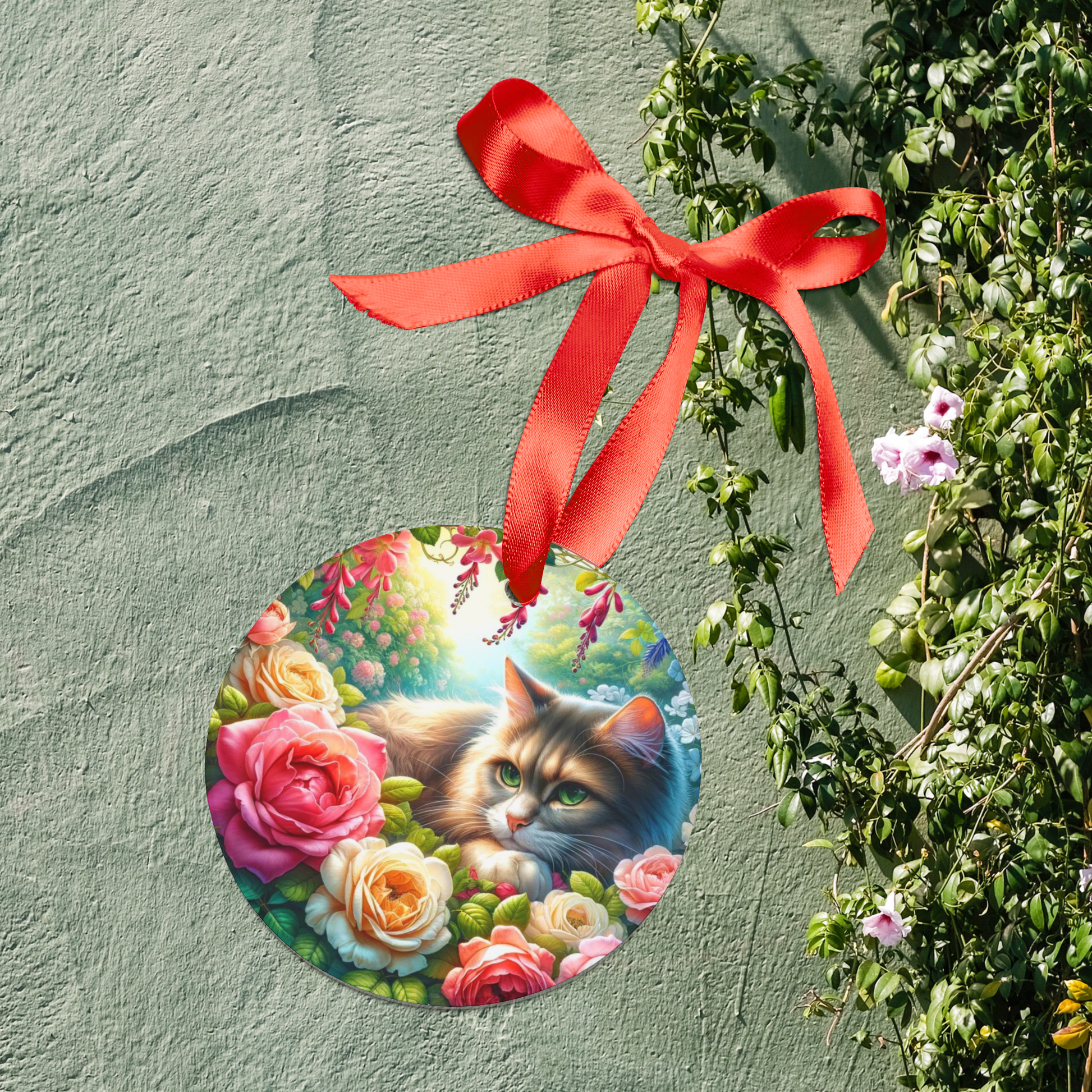 June Birth Flower - Cat Lover - Ornament   