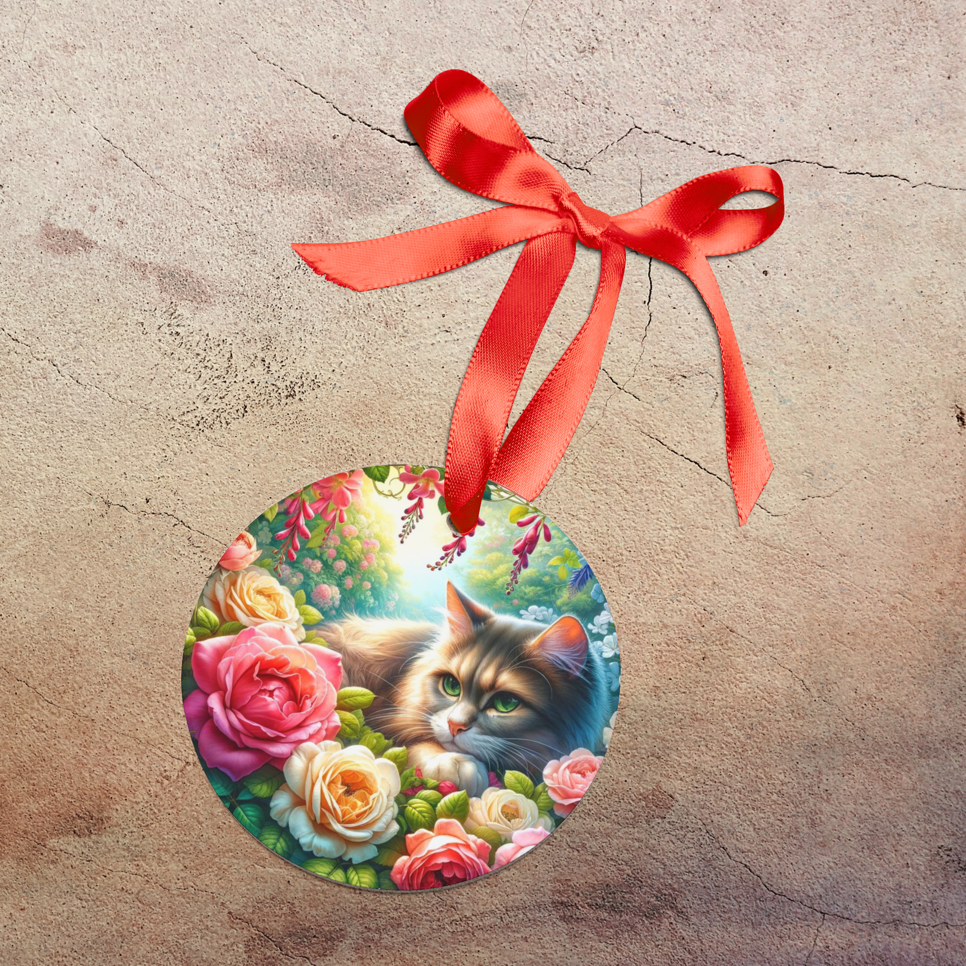 June Birth Flower - Cat Lover - Ornament   