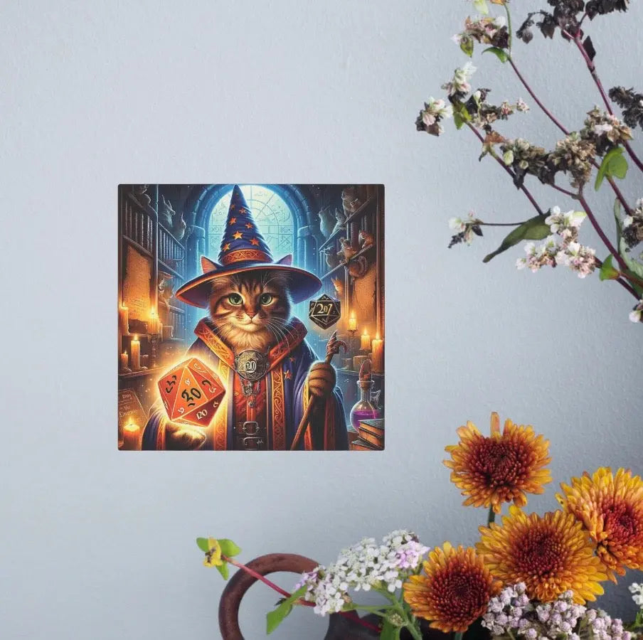 Tabby Cat Wizard Dungeons and Dragons  - Wall Art Decor - Montecore PawPrints