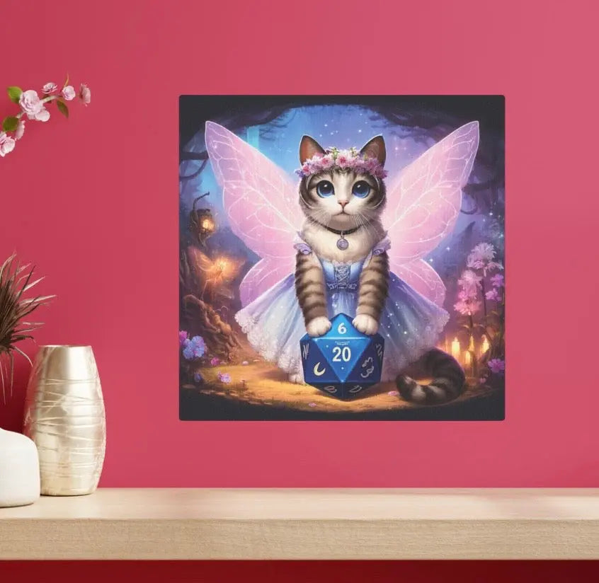 Pink Fairy Cat Dungeons and Dragons  - Wall Art Decor - Montecore PawPrints