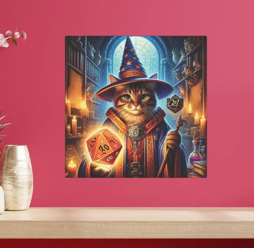 Tabby Cat Wizard Dungeons and Dragons  - Wall Art Decor - Montecore PawPrints