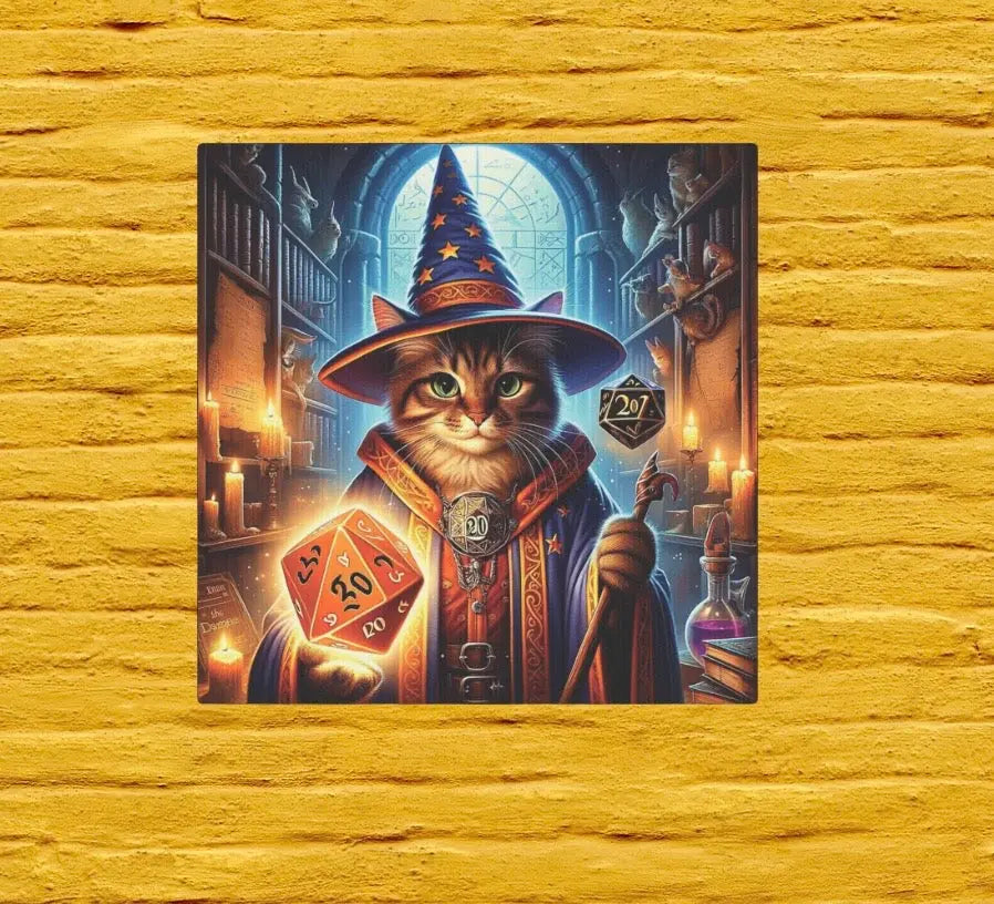 Tabby Cat Wizard Dungeons and Dragons  - Wall Art Decor - Montecore PawPrints