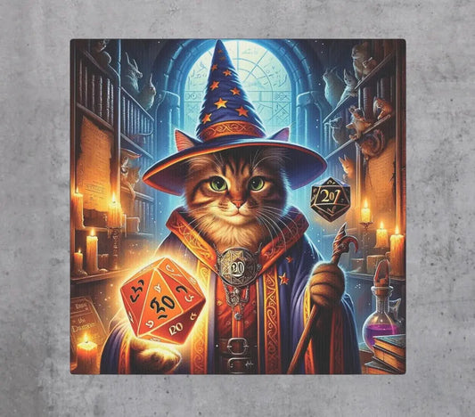 Tabby Cat Wizard Dungeons and Dragons  - Wall Art Decor - Montecore PawPrints