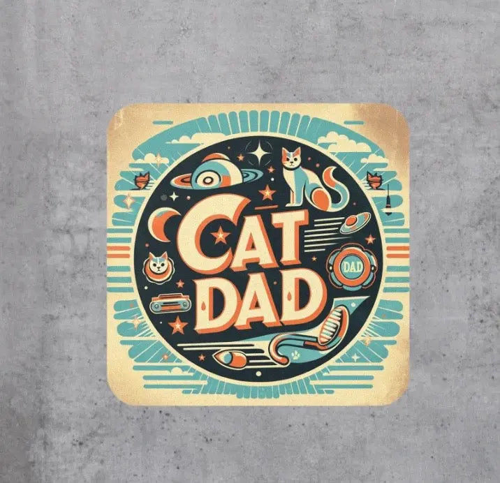 Retro Cat Dad - Cat Lover Coaster - Montecore PawPrints