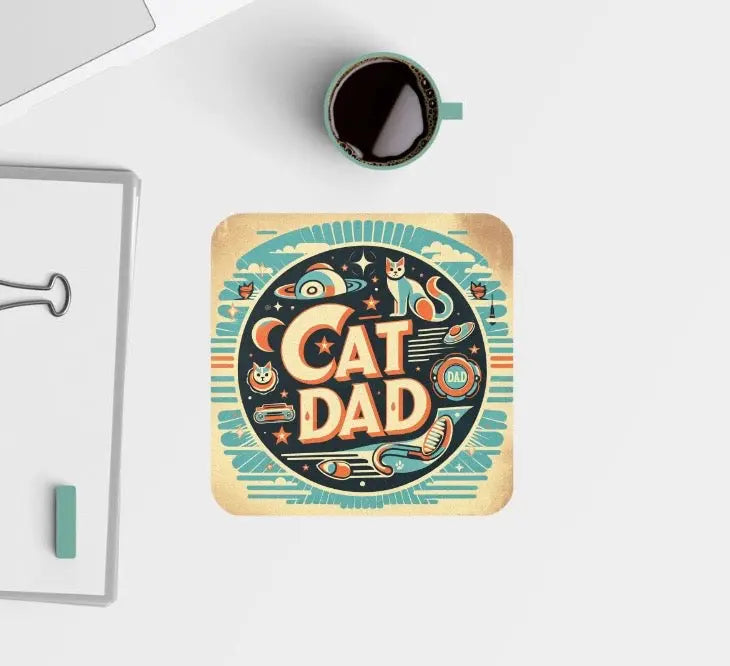 Retro Cat Dad - Cat Lover Coaster - Montecore PawPrints