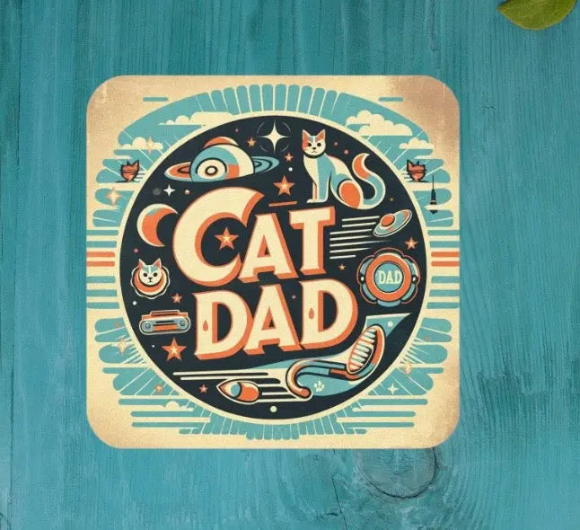 Retro Cat Dad - Cat Lover Coaster - Montecore PawPrints