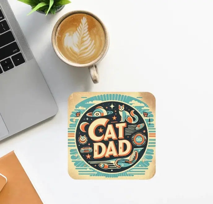 Retro Cat Dad - Cat Lover Coaster - Montecore PawPrints