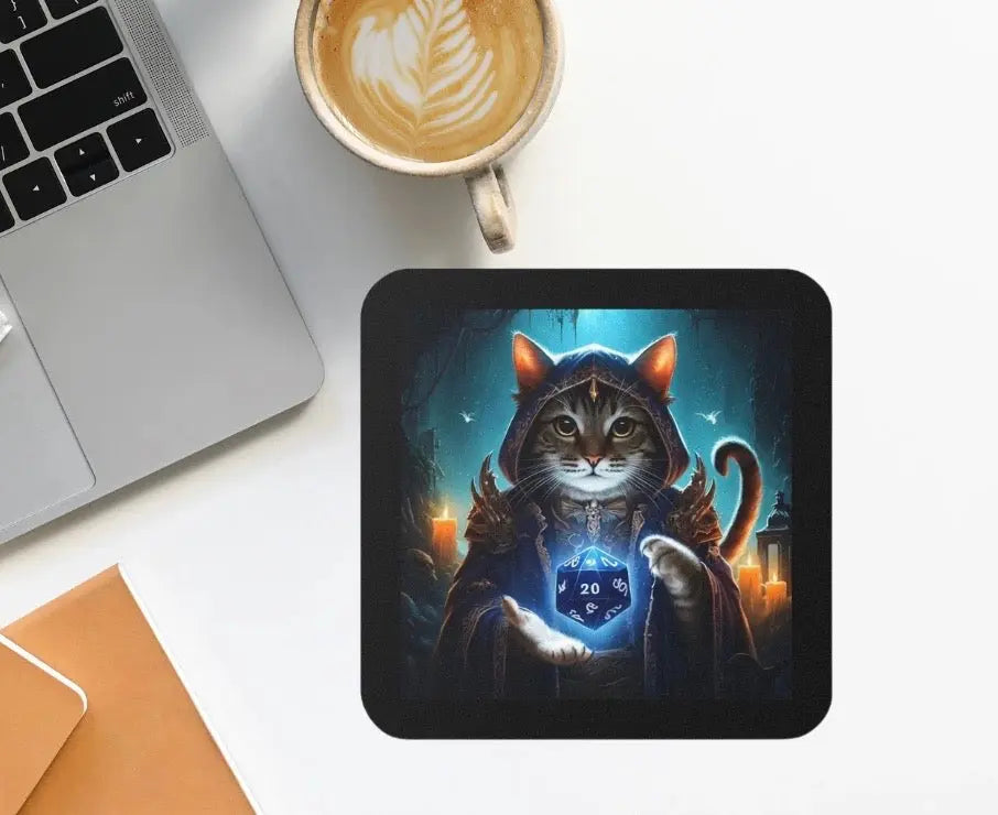 Dungeons and Dragons Cat Wizard - Drink Coaster - Montecore PawPrints