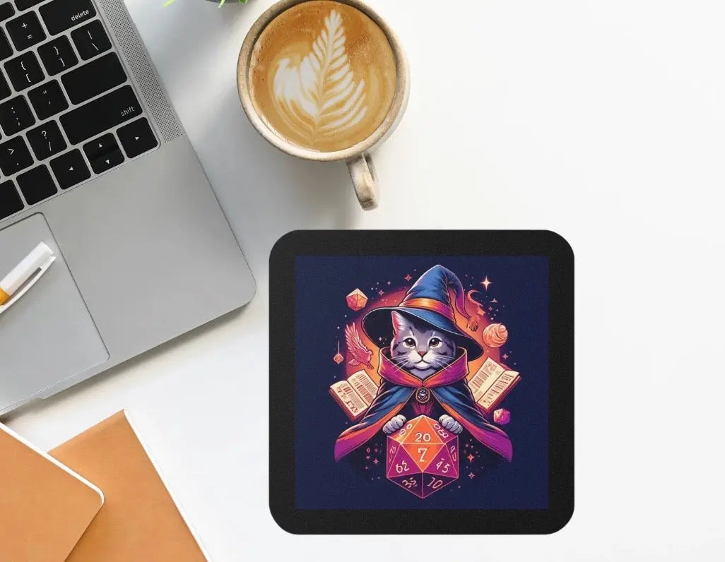 Dungeons and Dragons Cat Sorcerer - Drink Coaster - Montecore PawPrints