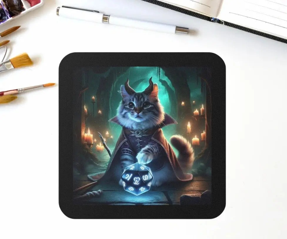 Dungeons and Dragons Cat Teethling - Drink Coaster - Montecore PawPrints