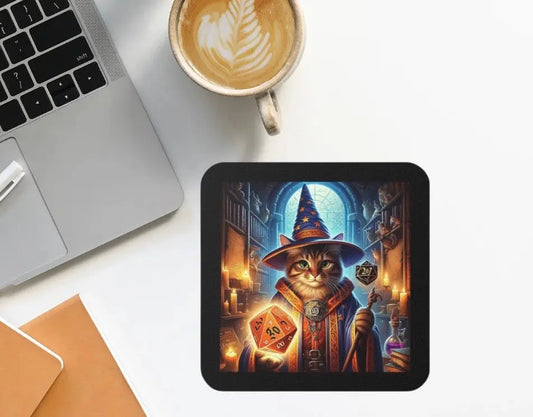 Dungeons and Dragons Cat Wizard - Drink Coaster - Montecore PawPrints