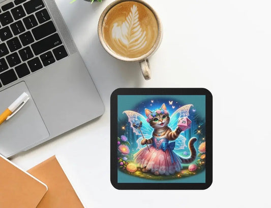 Dungeons and Dragons Butterfly Cat Fairy - Drink Coaster - Montecore PawPrints