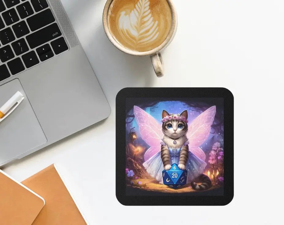 Dungeons and Dragons Cat Fairy - Drink Coaster - Montecore PawPrints