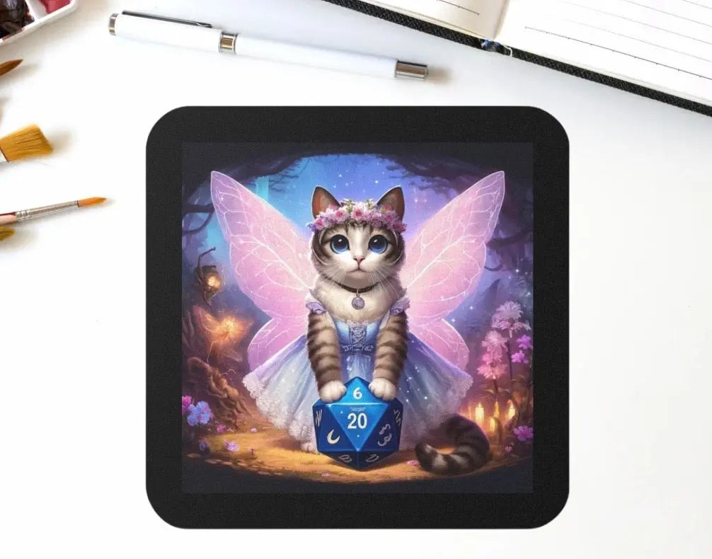 Dungeons and Dragons Cat Fairy - Drink Coaster - Montecore PawPrints