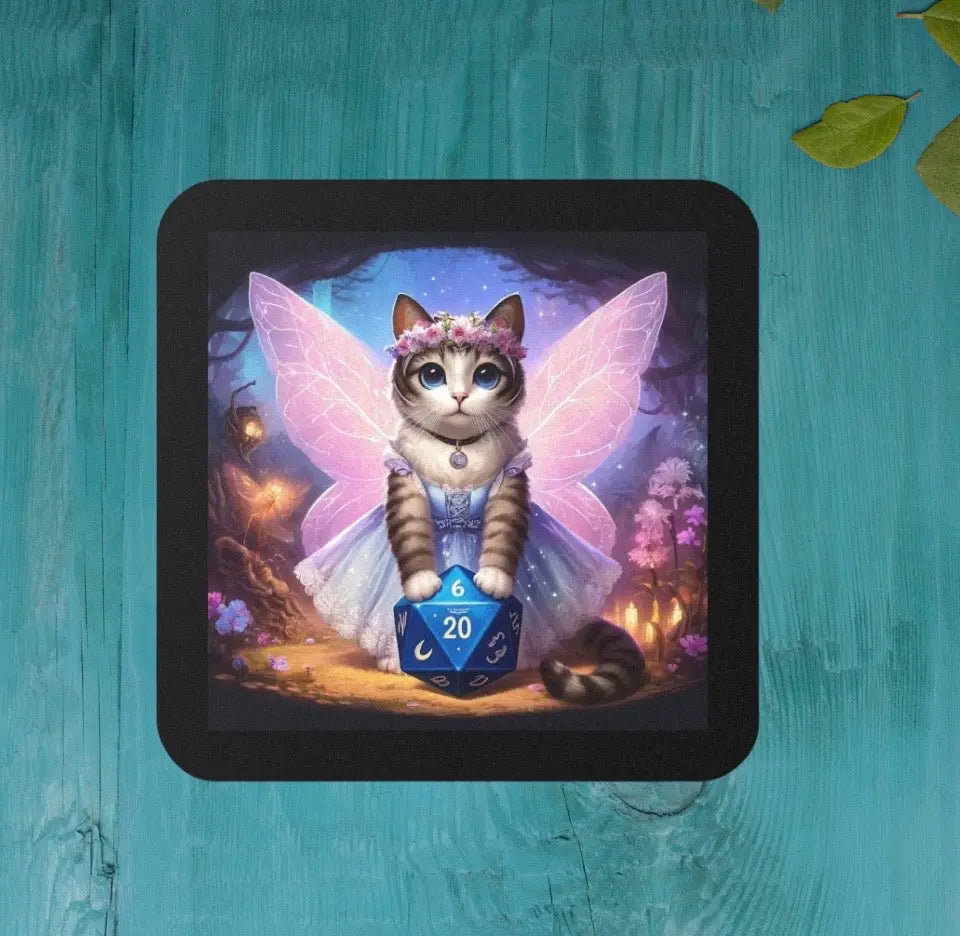 Dungeons and Dragons Cat Fairy - Drink Coaster - Montecore PawPrints