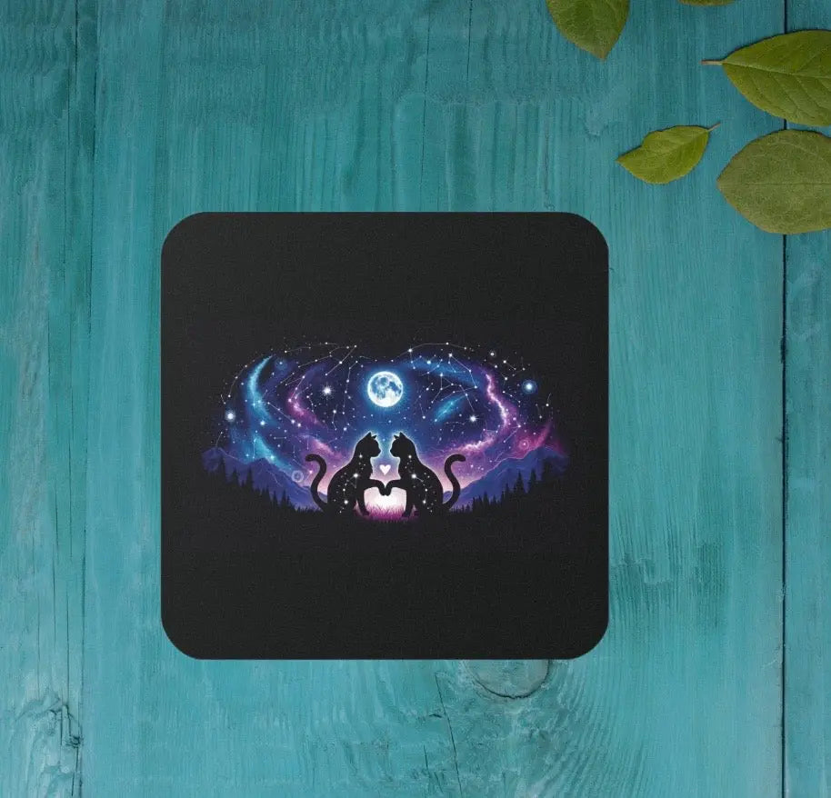 Cosmic Cat Lovers - High Gloss Drink Coaster - Montecore PawPrints