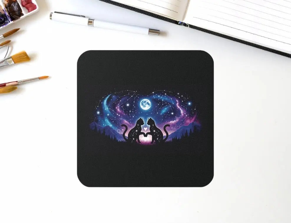 Cosmic Cat Lovers - High Gloss Drink Coaster - Montecore PawPrints