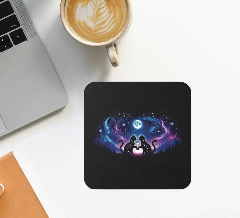 Cosmic Cat Lovers - High Gloss Drink Coaster - Montecore PawPrints