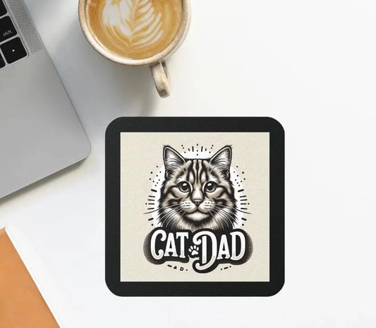 Cat Dad Gift - Adorable Cat Coaster - High Gloss Drink Coaster - Montecore PawPrints