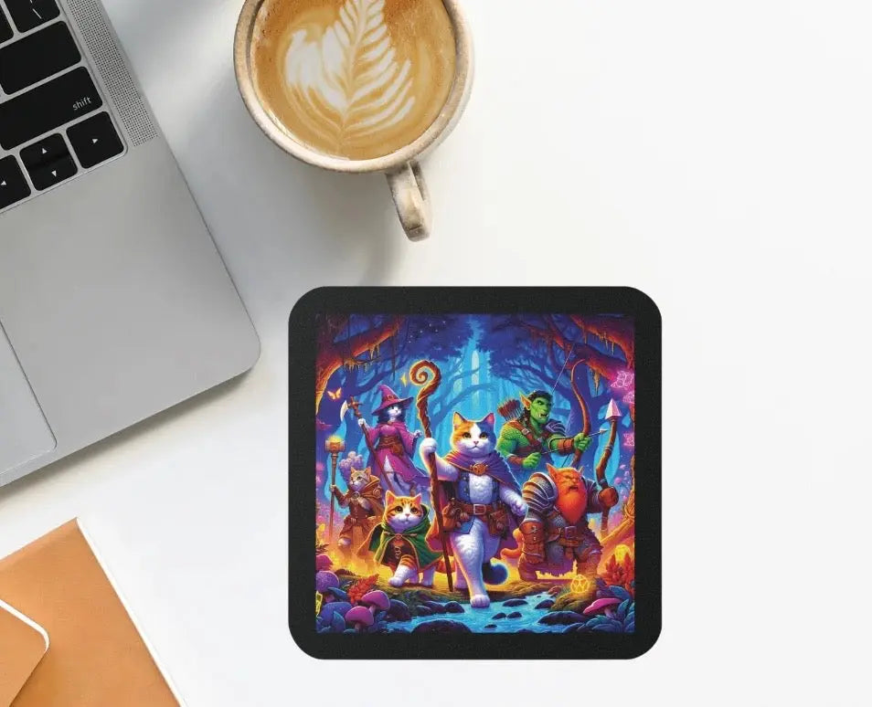 Dungeons and Dragons Adventure - Cat Lover- High Gloss Drink Coaster - Montecore PawPrints