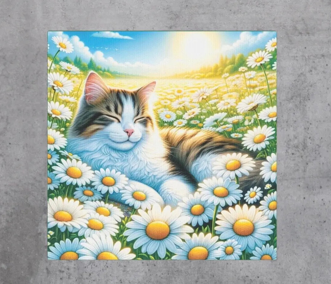 April Birthday Daisies Cat Lover Wall Art Decor - Great Birthday Gift   