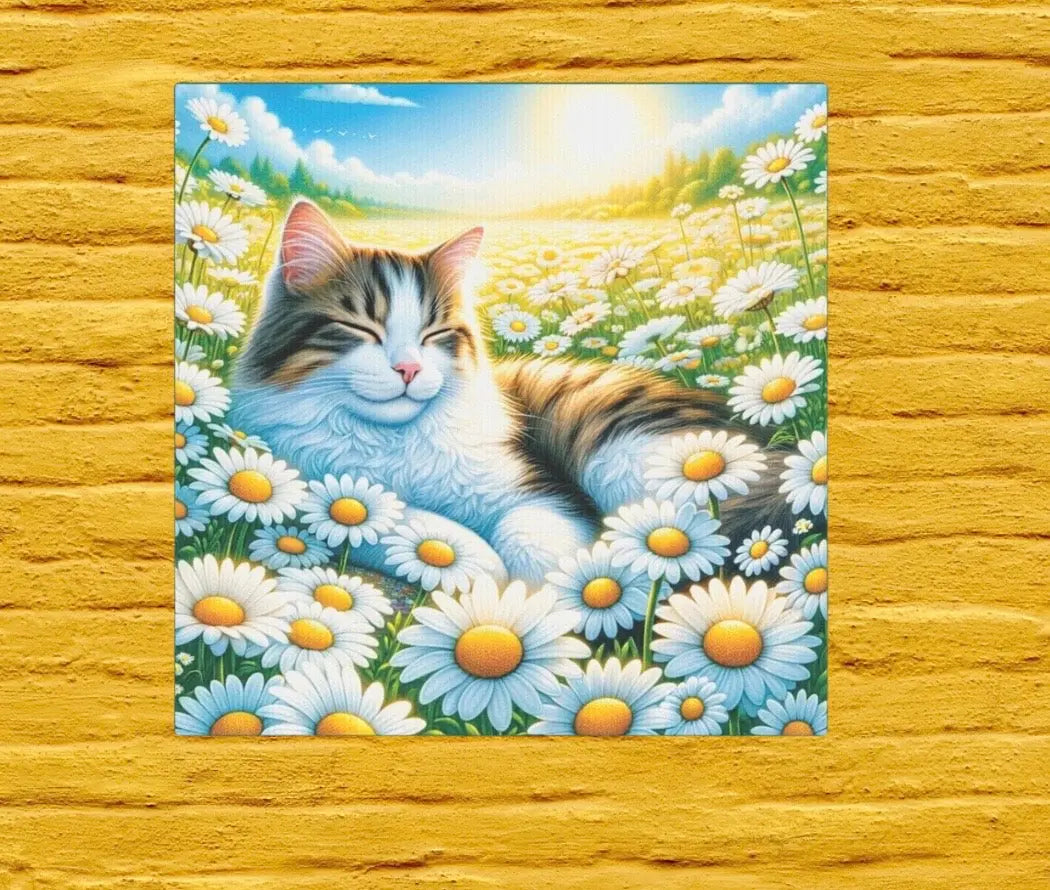 April Birthday Daisies Cat Lover Wall Art Decor - Great Birthday Gift   