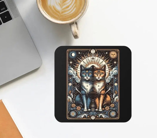 Cat Lovers Tarot Coaster - Black   